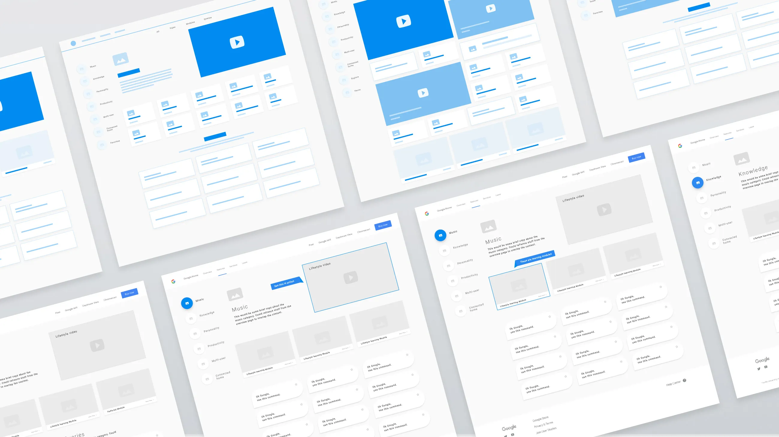 Feature page wireframes