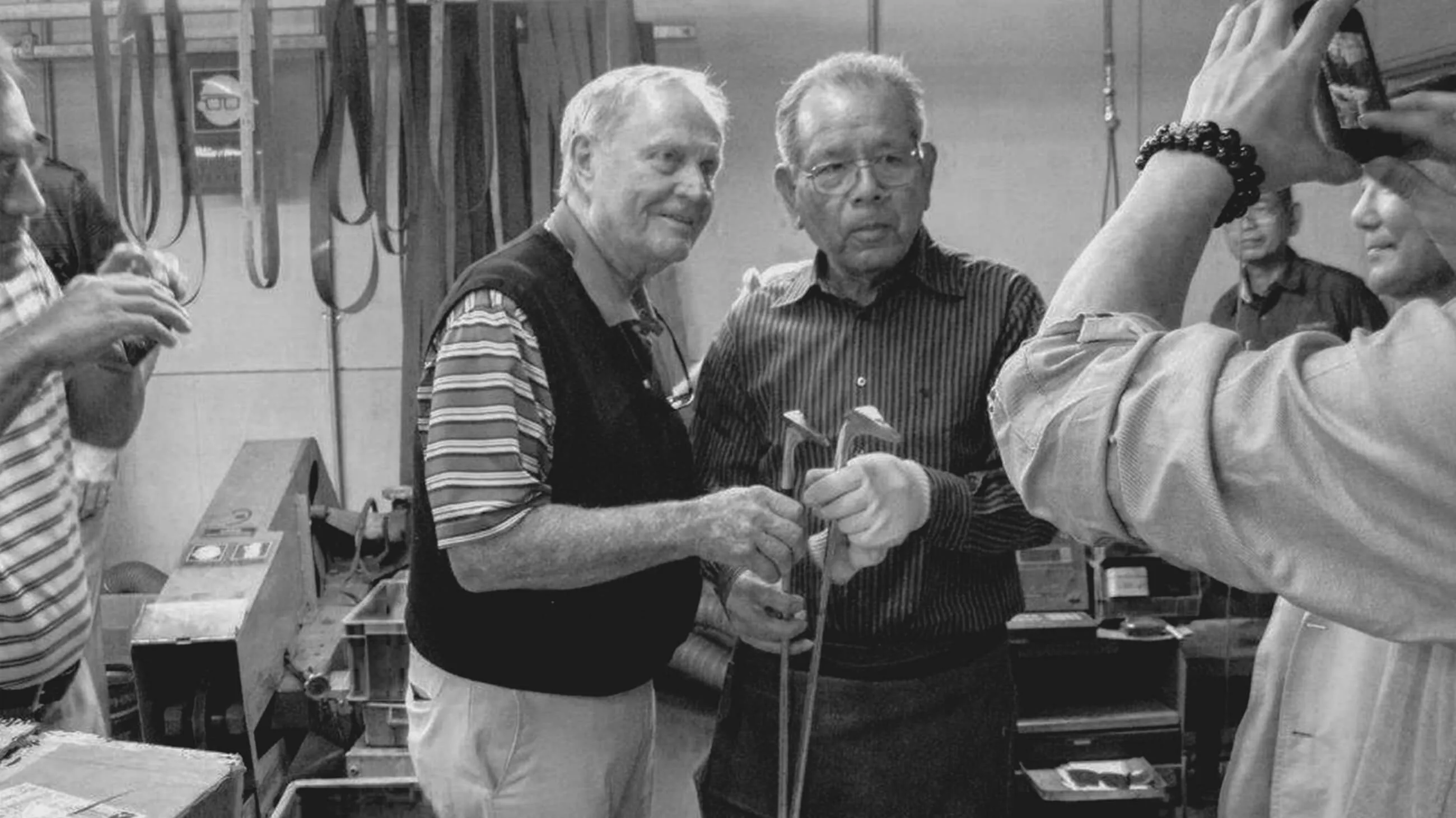 Jack Nicklaus watching a head being ground