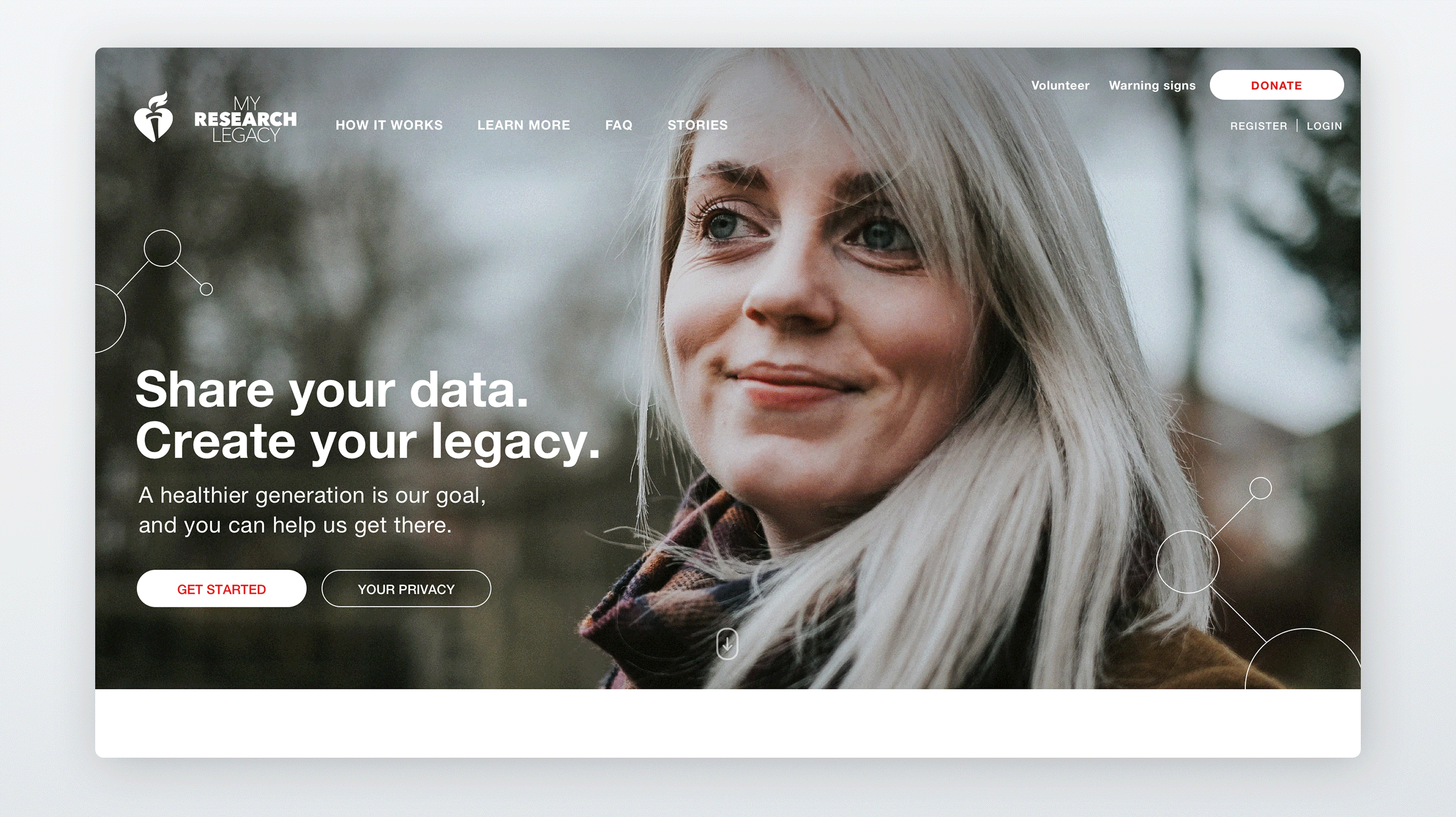 Website landing page desktop design for health program