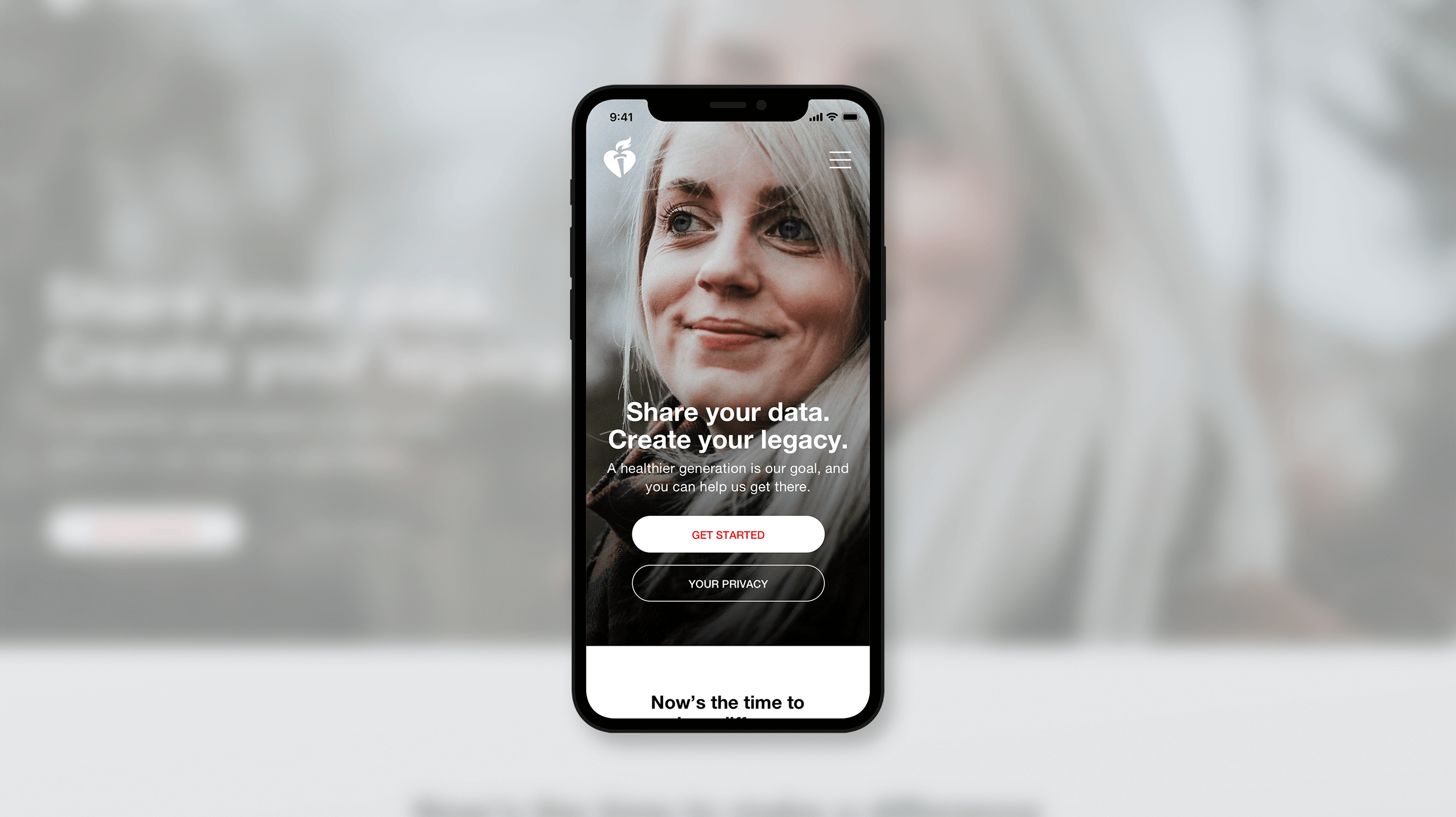 Website landing page mobile design for health program