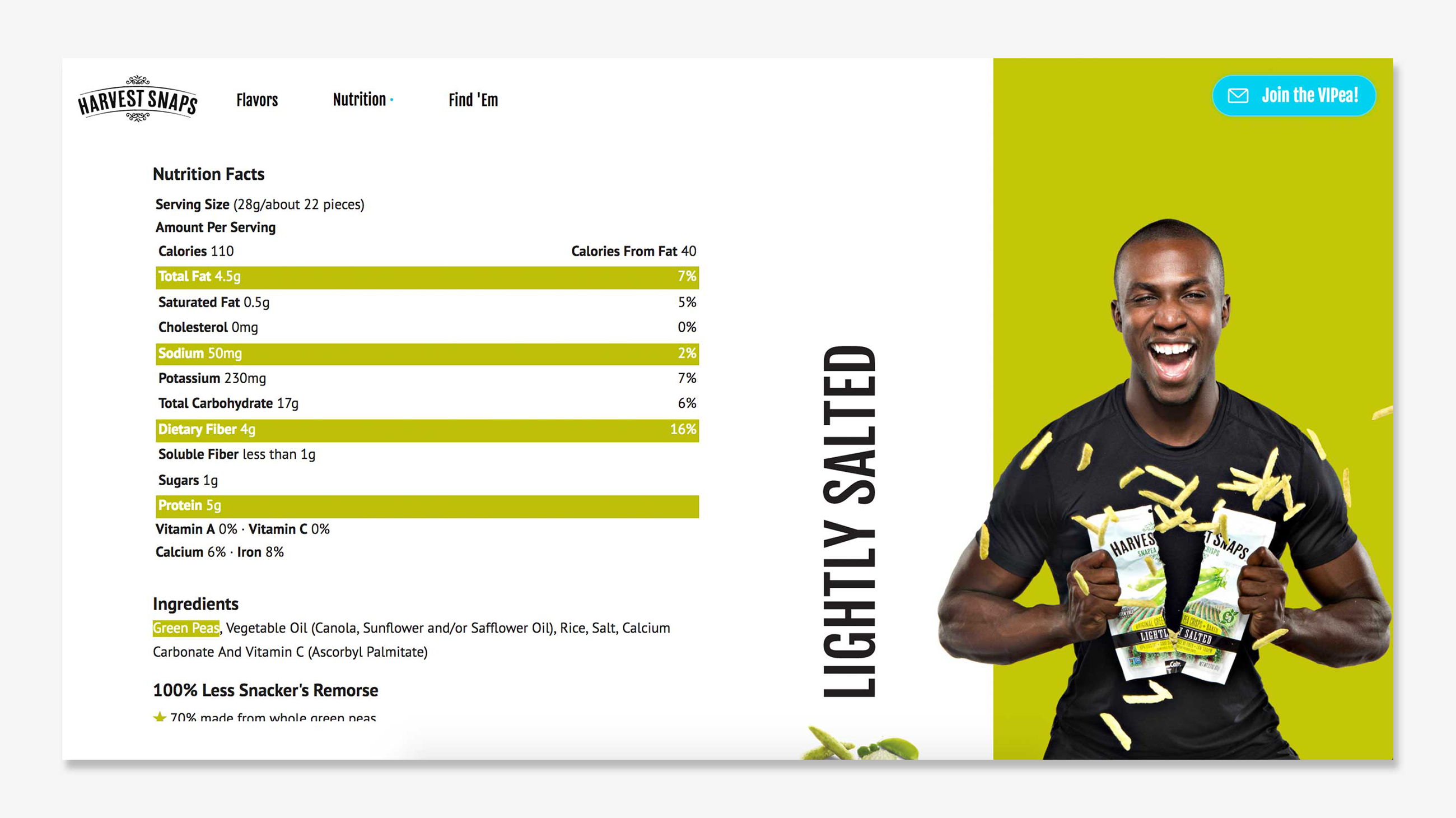 Website lightly salted ingredients page redesign