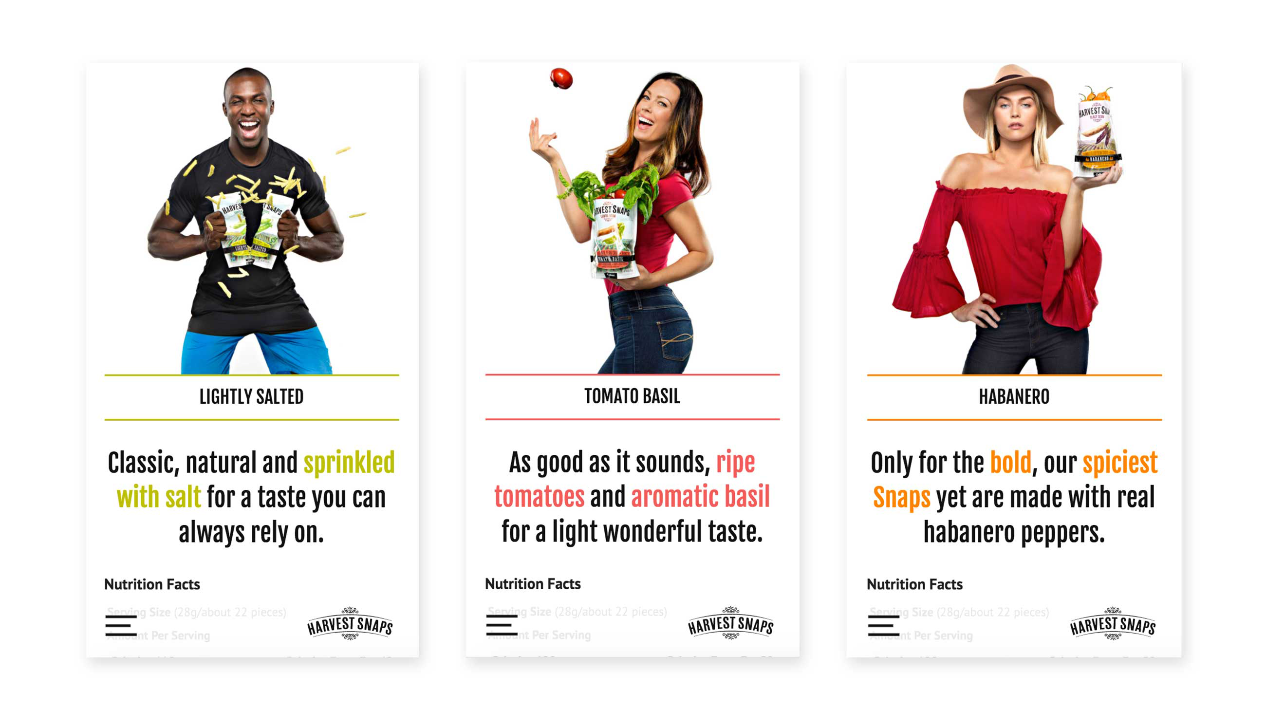 3 mobile web design screens
